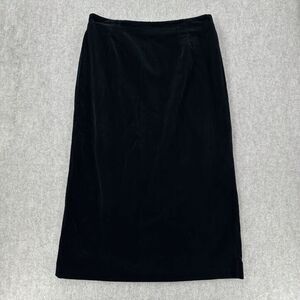 Vtg Tall Girl‎ Maxi Skirt Womens 20 Velvet Black Slit Velour Zip Up Country